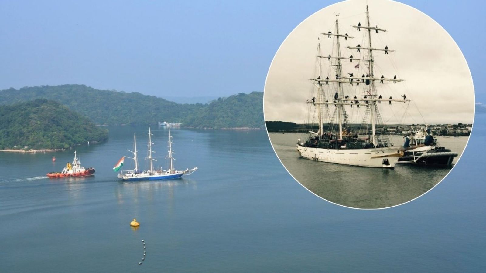 Indian Navy's sail training ship INS Tarangini arrived in Trincomalee, Sri Lanka